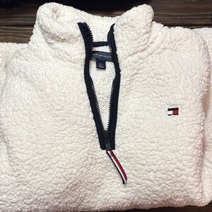 Tommy Hilfiger Cream Sherpa Half-Zip Pullover